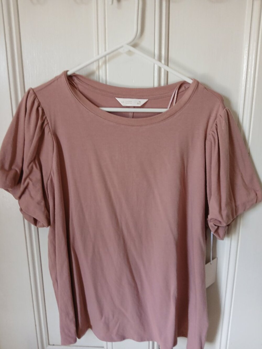 Lauren Conrad LC puff sleeve tee 1x women new with tags rose colored